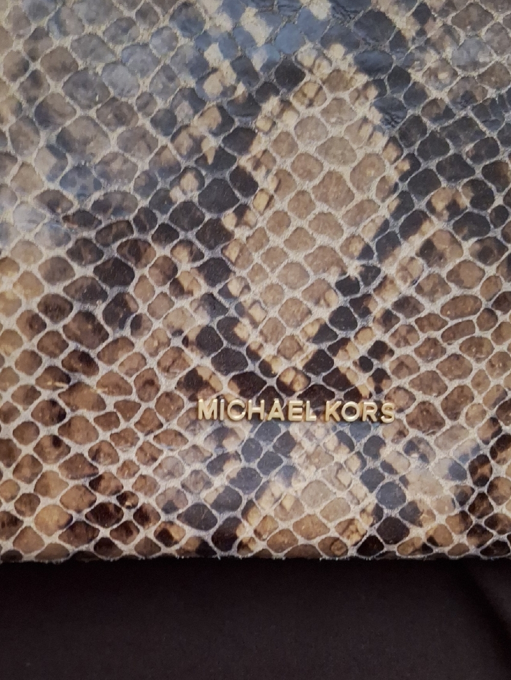 Michael Kors Tan/Brown Snake-Print Tote with Gold Hardware - Picture 3 of 4